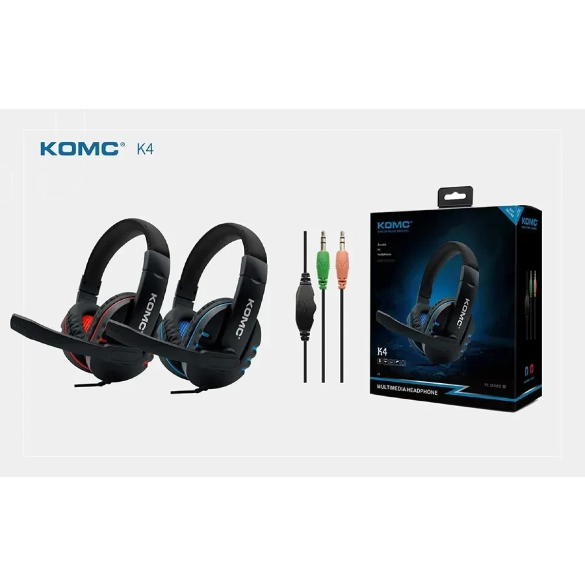 Ενσύρματα Stereo Ακουστικά Gaming KOMC K4 με Μικρόφωνο, σε κόκκινο/μαύρο χρώμα