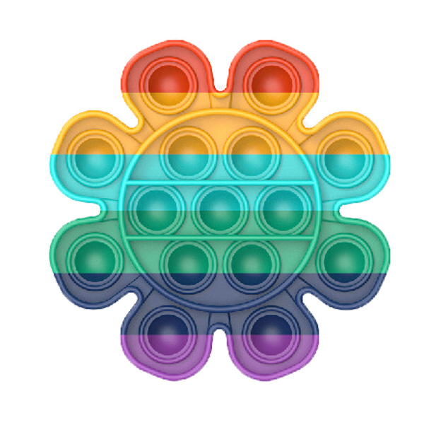 Push Pop It Bubble Fidget Toy Stress Reliever Rainbow Colours Λουλούδι