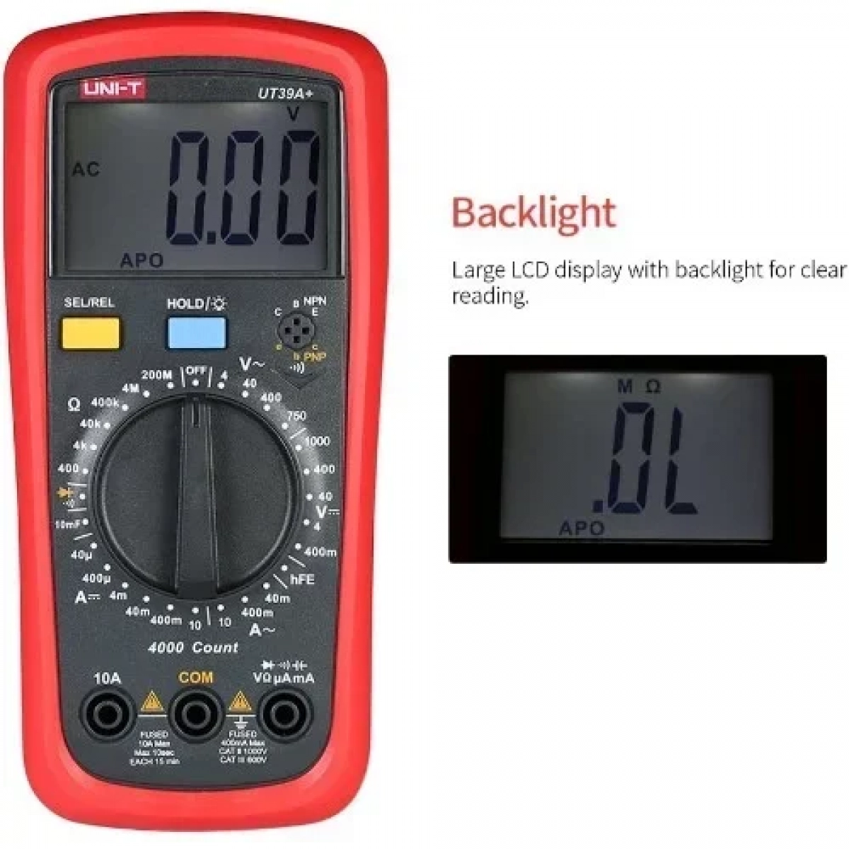 Ψηφιακό Πολύμετρο με Οθόνη LCD Uni-T UT39A+