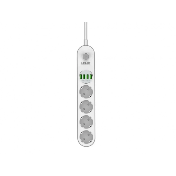 Πολύπριζο LDNIO Με 4 Πρίζες Ρεύματος Και 4 Θύρες USB, LDNIO 4U