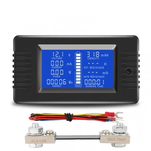 Όργανο μέτρησης DC Battery Monitor Meter 0-200V Voltmeter Ammeter with 9 Measurement Functions 50A D843893