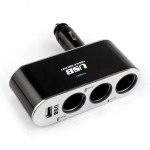 Τριπλή Πρίζα Αυτοκινήτου Andowl Q-JC80 με θύρα USB - Μαύρο