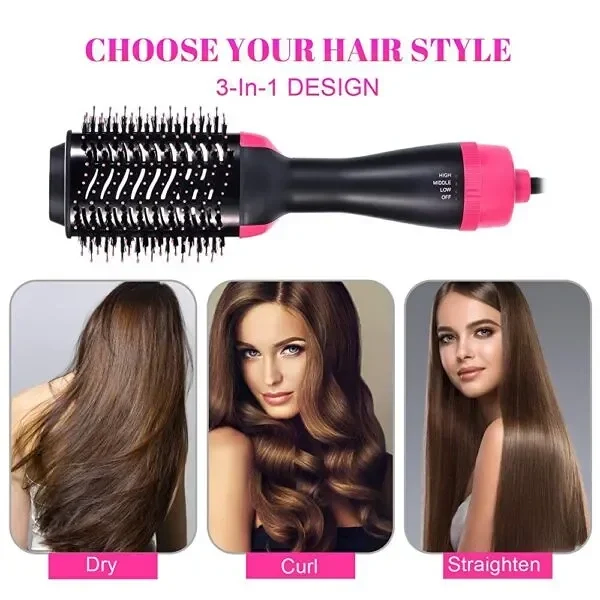 3in1 Πολυλειτουργικό Roller Rotate Styler Comb Hair Hair Volumizer Ισιωτικό Μαλλιών -oem