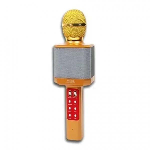 WSTER WS-1828 Ασύρματο bluetooth μικρόφωνο με ενσωματωμένο ηχείο, karaoke και disco light led Χρυσό