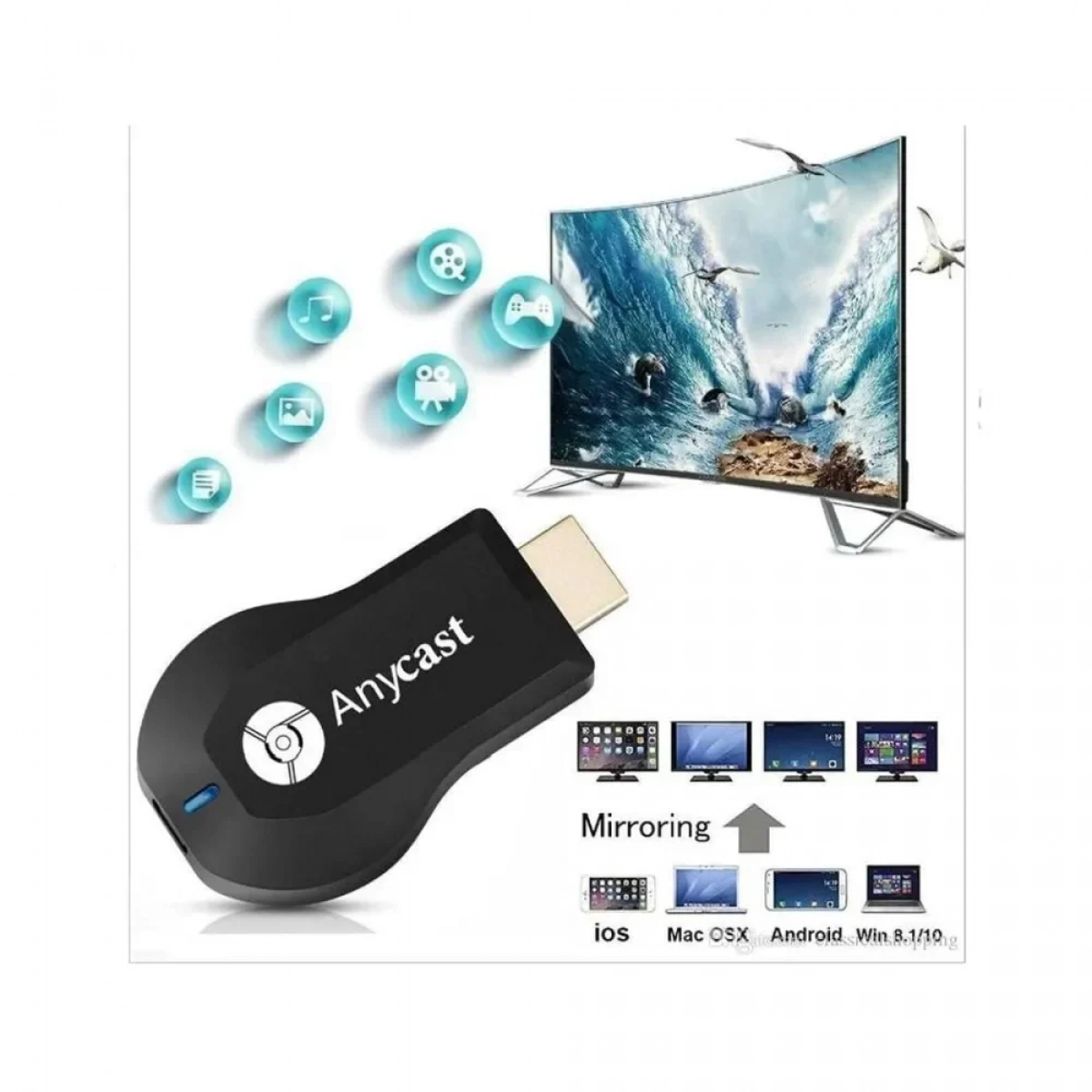 AnyCast M9 Plus Ασύρματο HDMI Dongle WiFi Συμβατό με Google Home και Chrome
