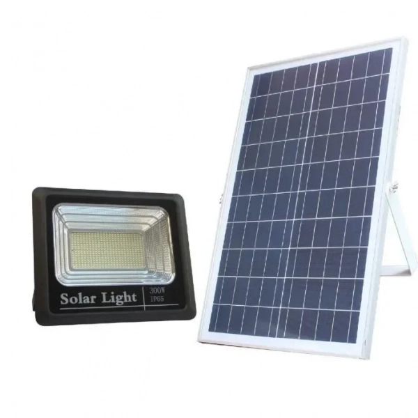 Ηλιακός Προβολέας Αδιάβροχος 300W με Φωτοβολταϊκό Πάνελ, Τηλεκοντρόλ και Χρονοδιακόπτη FO-8300