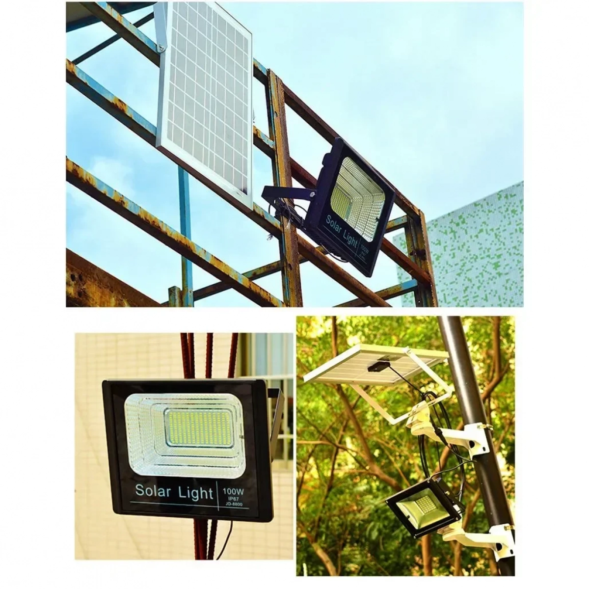 Ηλιακός Solar Προβολέας 15W με Φωτοβολταϊκό Πάνελ, Τηλεκοντρόλ και Χρονοδιακόπτη