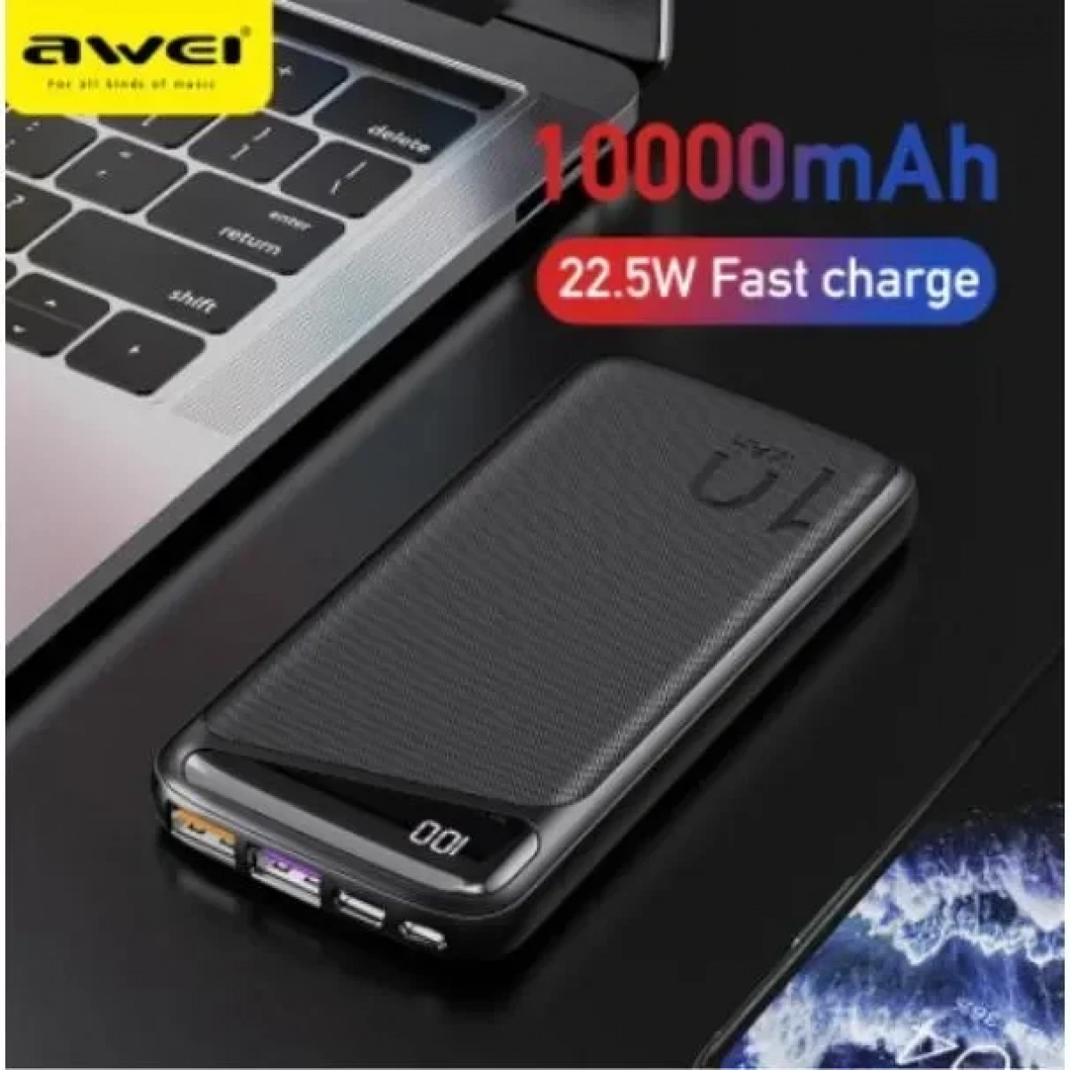 POWER BANK 10000MAH ΣΕ ΜΑΥΡΟ ΧΡΩΜΑ AWEI - P103K