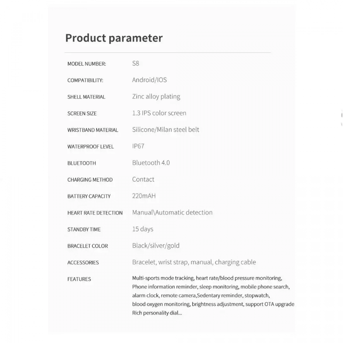 Smartwatch S8 Ροζ - Photo3