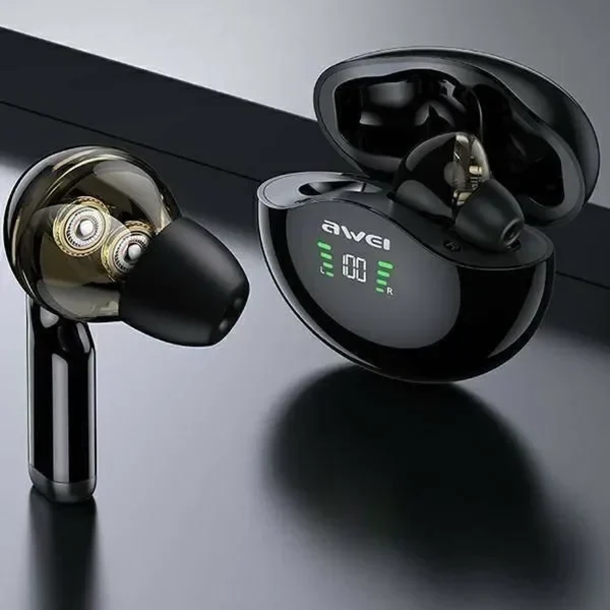 Ακουστικά Bluetooth Awei με Βάση Φόρτισης T12P TWS (Μαύρο)