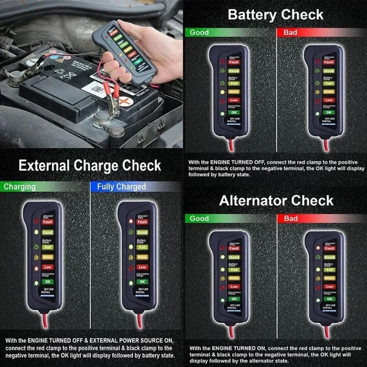 Διαγνωστικό Tester Μπαταρίας & Δυναμό 12V
