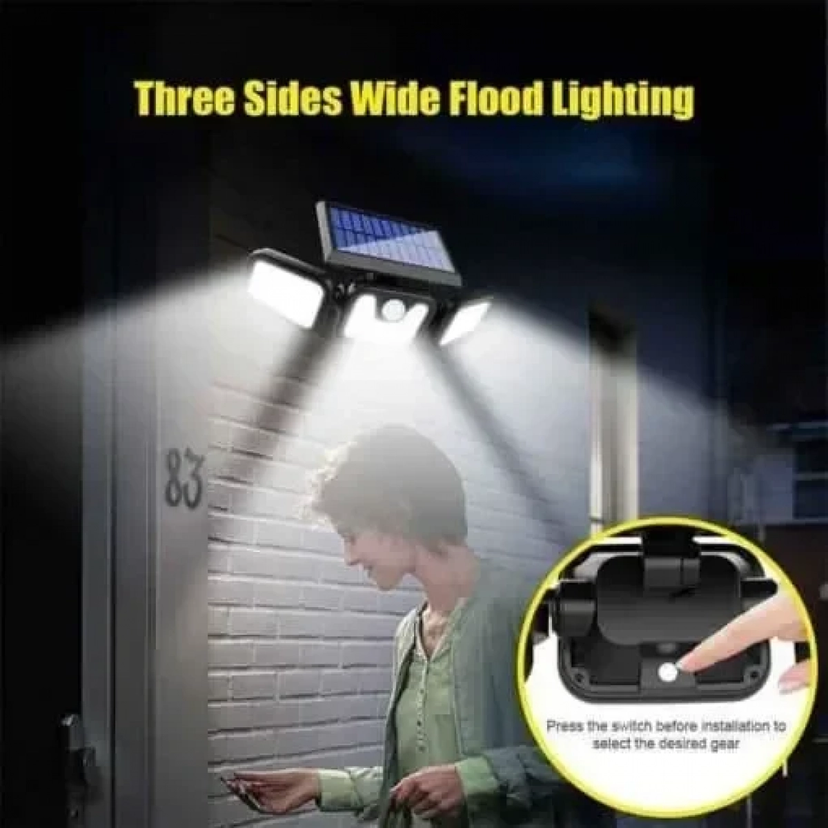 Τριπλός ηλιακός προβολέας LED με 112 smd με ανιχνευτή κίνησης SH-1206A OEM