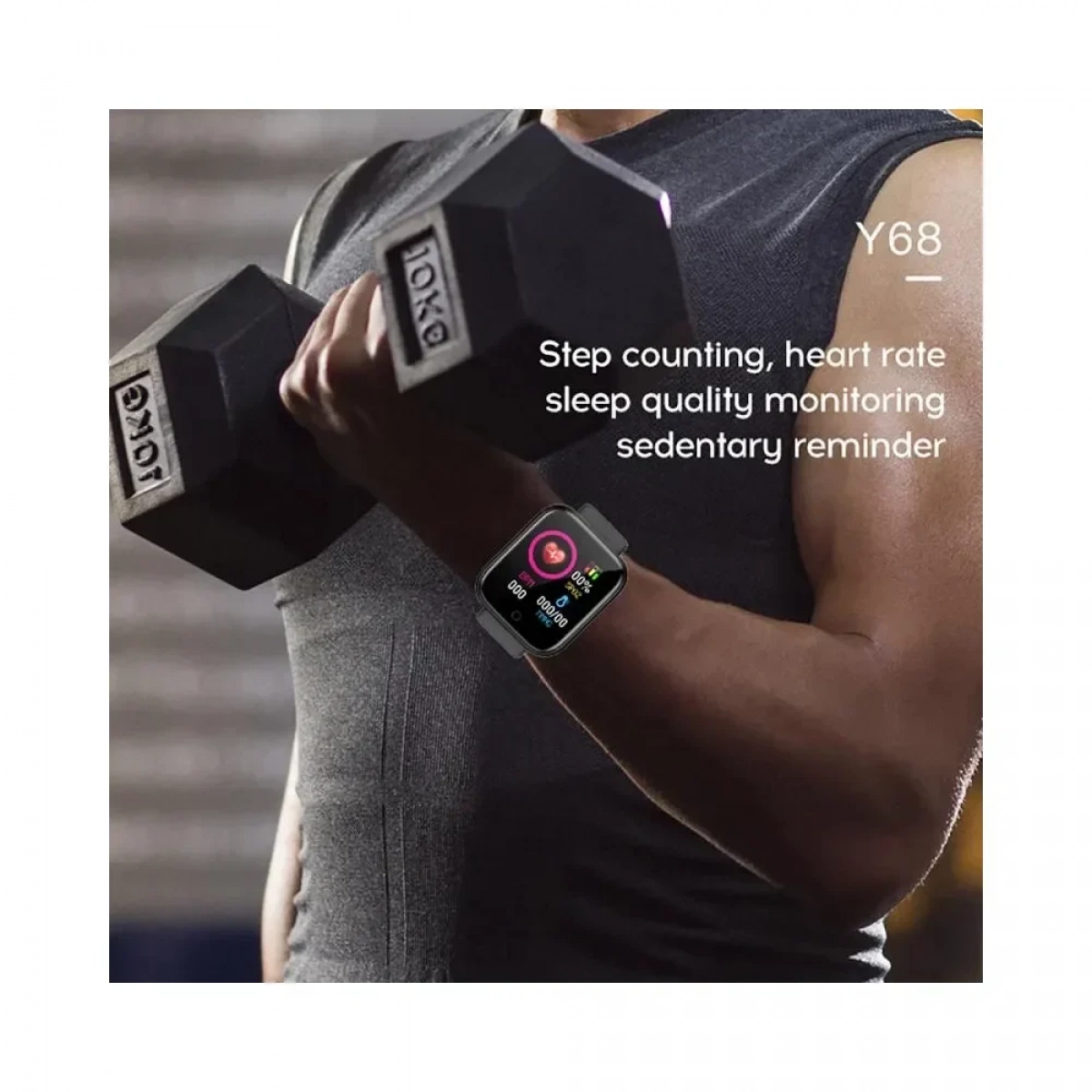 Y68 Smart Watch - Fitness Tracker, Μαύρο - Image 3
