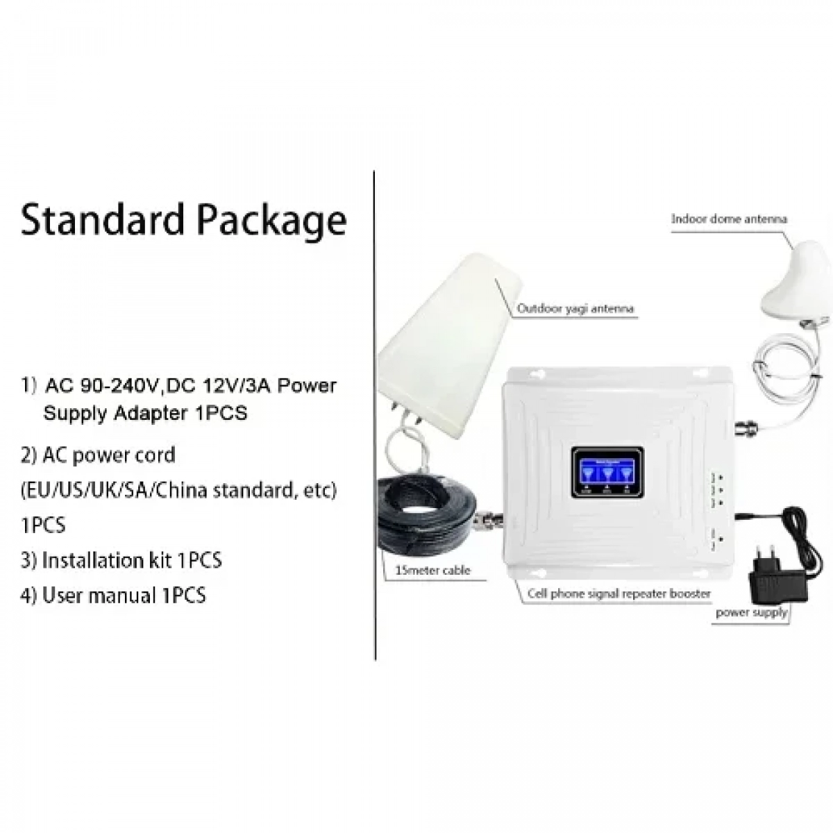 Ενισχυτής σήματος Mobile Signal Booster 2g 3g 4g With Patch Panel Antenna, Lmr300 Cable & Connectors