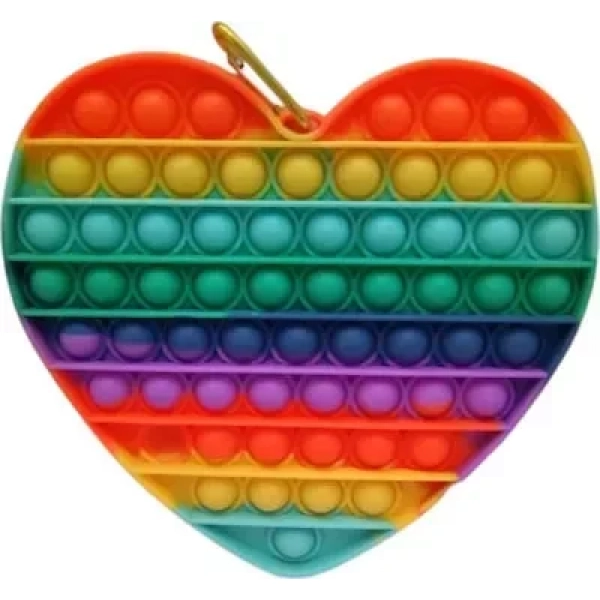 Push pop it Bubble Fidget Toy Stress Reliever rainbow colours Heart Γίγας