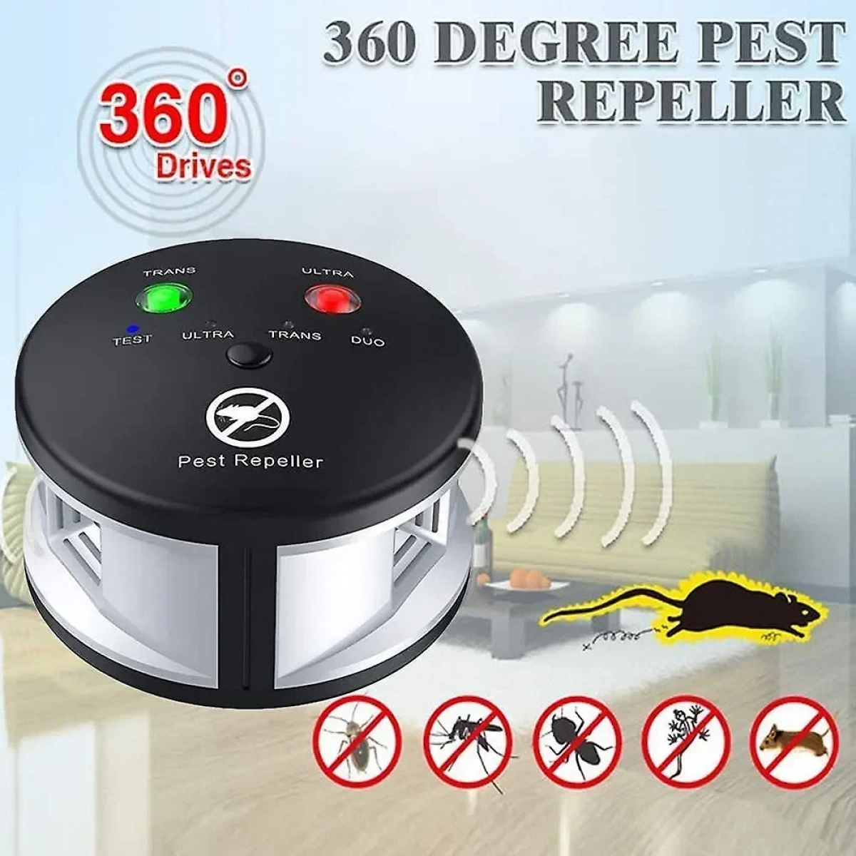 Αποθητικό τρωκτικών 360 Degree Indoor Ultrasonic Mouse Repeller