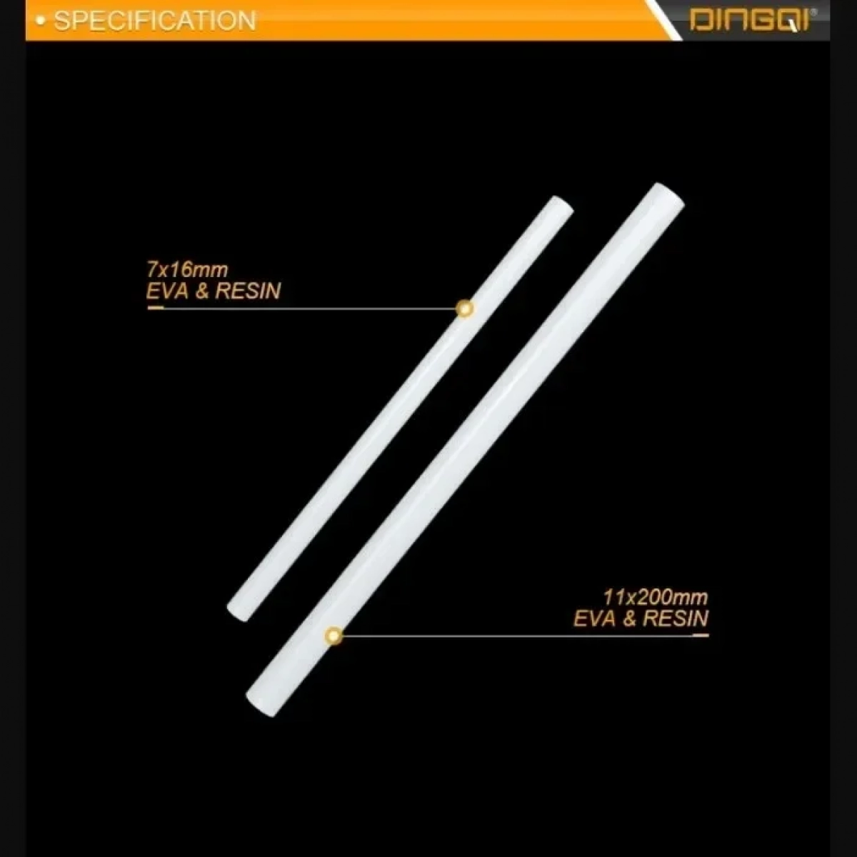 DINGQI 124011 - Glue Sticks, 200x11.2 mm
