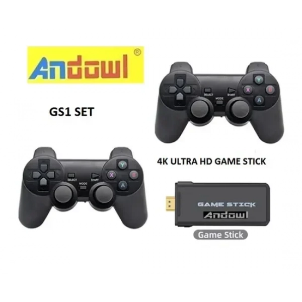 4K Ultra HD Stick Σετ Παιχνιδιών Ασύρματου Χειριστηρίου 2.4G με 300 Build-in Ενσωματωμένα Παιχνίδια Andowl GS1 Set (Support TV) Μαύρο