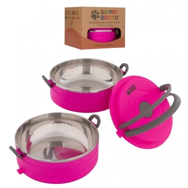 Healthy Human On The Go Pet Bento 2 τμχ x 450ml Bowl Pink 16oz HH-SOB36