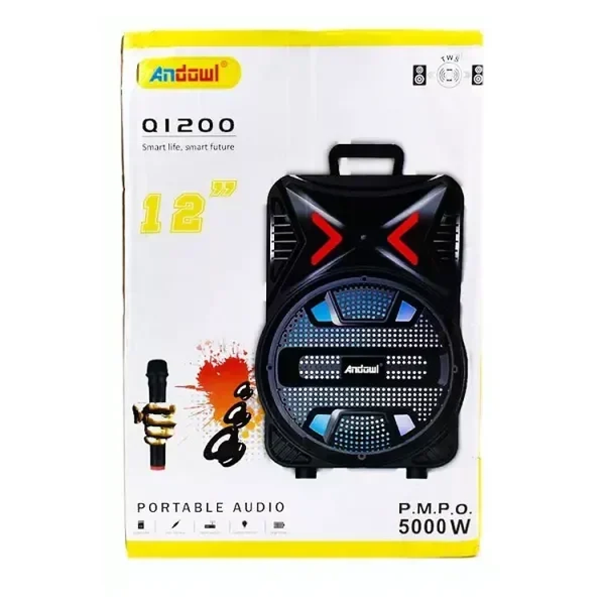 Φορητό Σύστημα αυτόνομο 12'' Karaoke 250W USB-MP3 Bluetooth Andowl Q1200 - Image 7