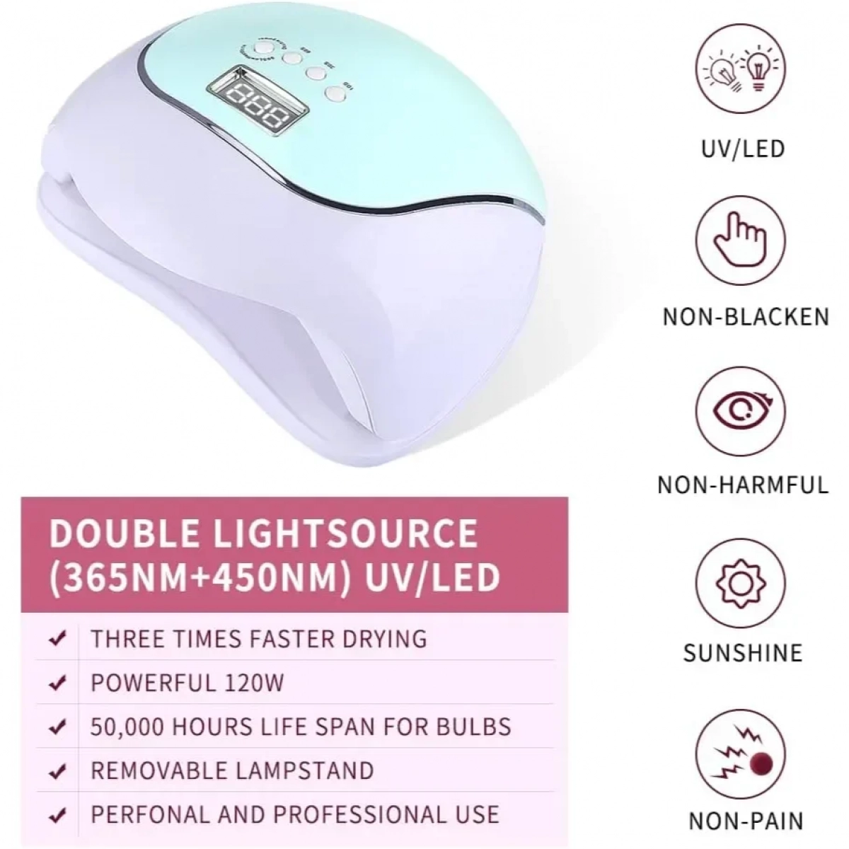 Φουρνάκι νυχιών UV/LED – V5 – 120W, γαλάζιο
