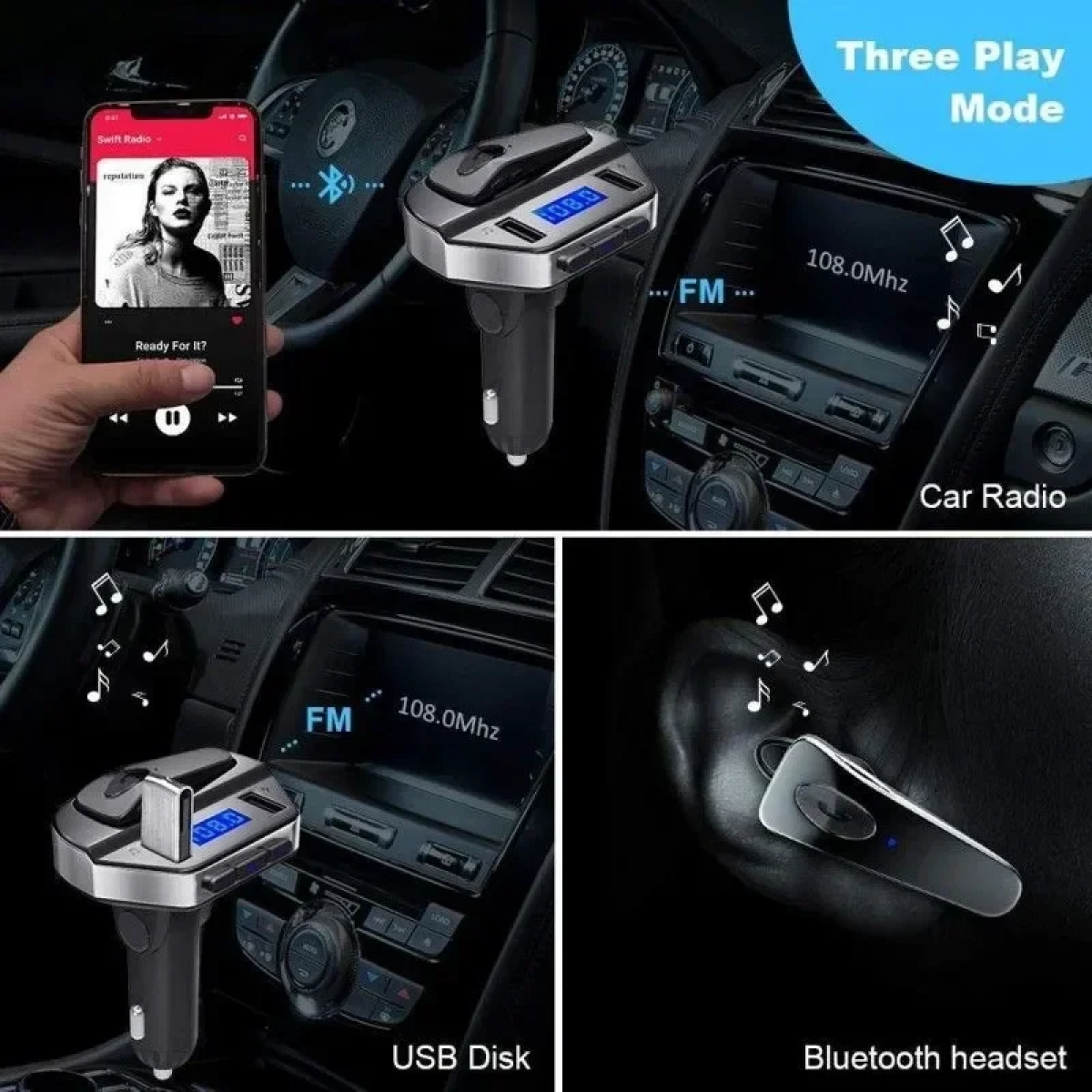 Ηandsfree Αυτοκινήτου Bluetooth Αναπτήρα με MP3 Player και Διπλό Φορτιστή - Hands Free Car Kit FM