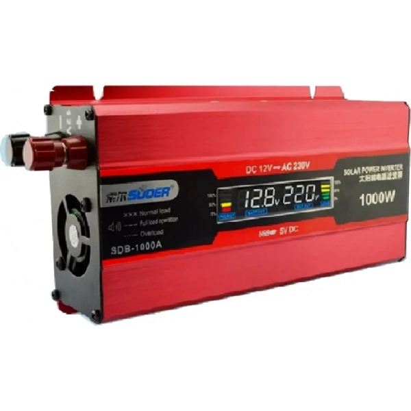 Inverter 1000W Τροποποιημένου Ημιτόνου από 12V σε 220V+5V USB SUOER SDB-1000A
