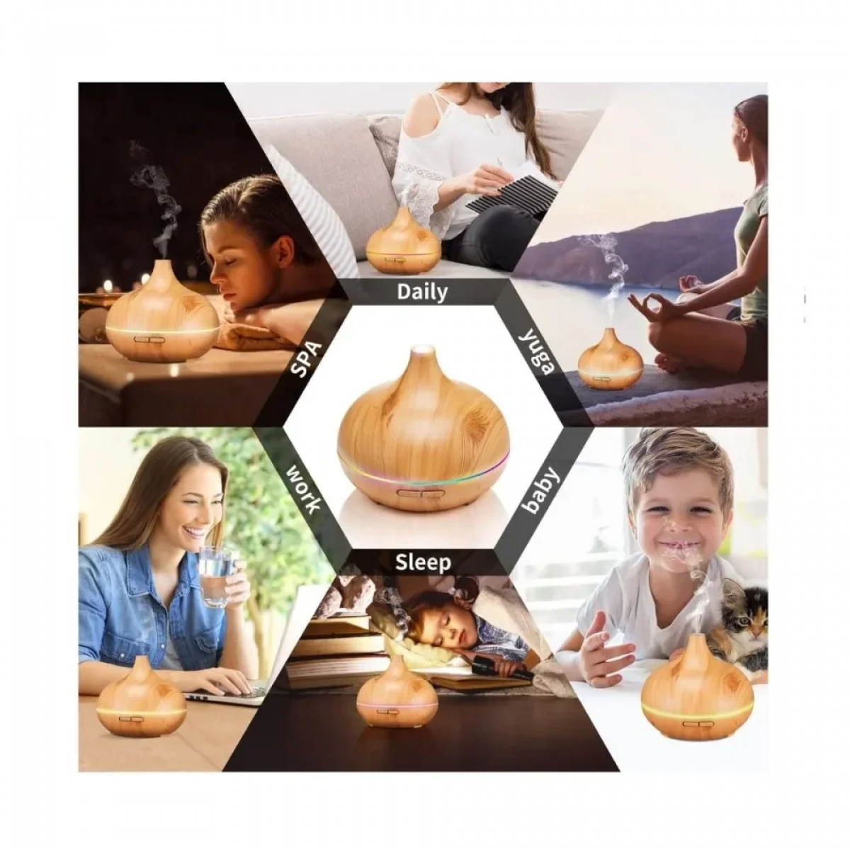 Επιτραπέζια Λάμπα Υπερήχων, Λειτουργία Aroma Diffuser 400 ml Led KP-1206