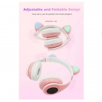 B39 Cat Ear Led Wireless Over Ear Ακουστικά Ροζ - Photo7