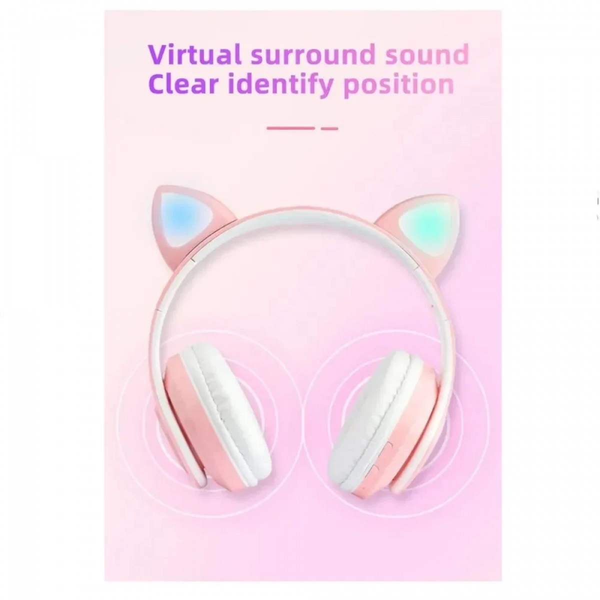 B39 Cat Ear Led Wireless Over Ear Ακουστικά Ροζ - Photo8
