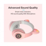 B39 Cat Ear Led Wireless Over Ear Ακουστικά Ροζ