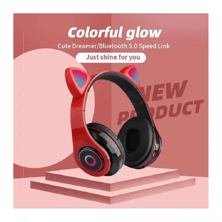 CXT-B39 Ασύρματα/Ενσύρματα On Ear Ακουστικά Σχήμα Γάτας Κόκκινα
