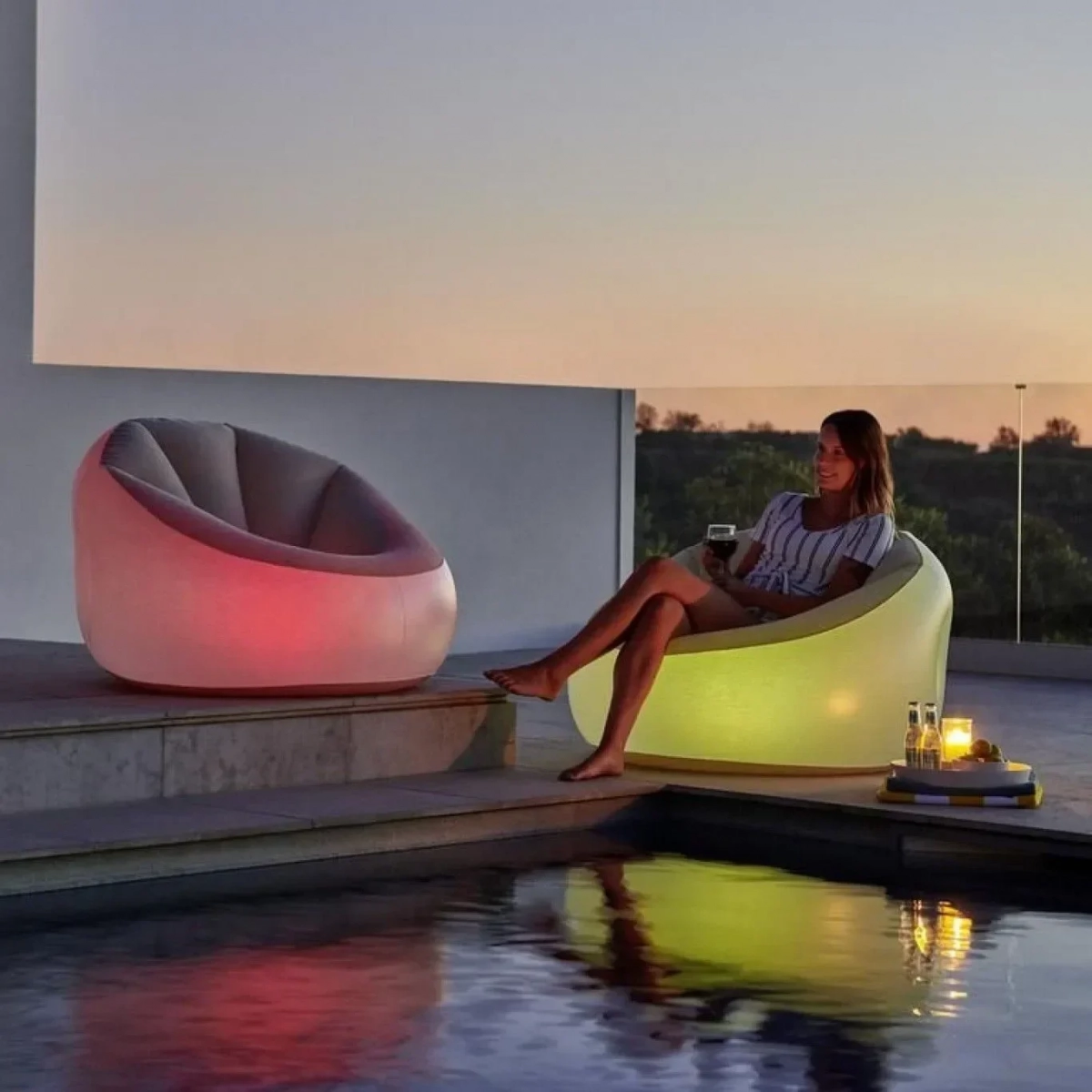 Bestway BW75086 Inflatable Chair, Outdoor Armchair with LED Lights
