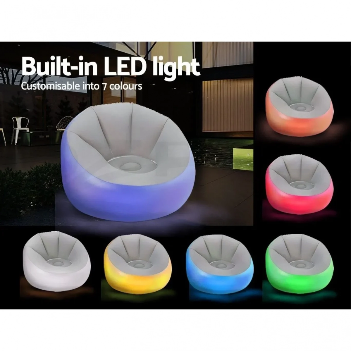 Bestway BW75086 Inflatable Chair, Outdoor Armchair with LED Lights