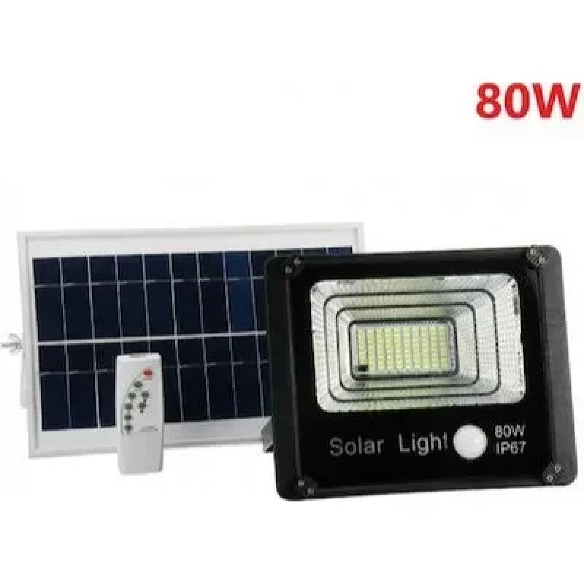 Ηλιακός Solar Προβολέας Αδιάβροχος 80W με Φωτοβολταϊκό Πάνελ, Τηλεκοντρόλ και Χρονοδιακόπτη HB-G80