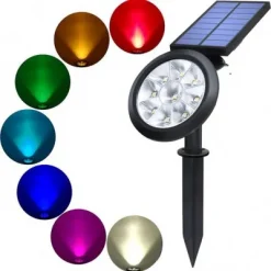 Πολύχρωμο ηλιακό αδιάβροχο φωτιστικό εξωτερικού χώρου Spot με 9 LED RGB - Καρφωτό + επιτοίχιο - Waterproof Solar Spotlight Lamp