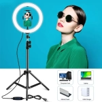 PULUZ PKT3035 10 Inch USB Video Ring Light with 110cm Light Stand Dual Phone Clip for Tik Tok Youtube Live Streaming