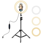 PULUZ PKT3035 10 Inch USB Video Ring Light with 110cm Light Stand Dual Phone Clip for Tik Tok Youtube Live Streaming