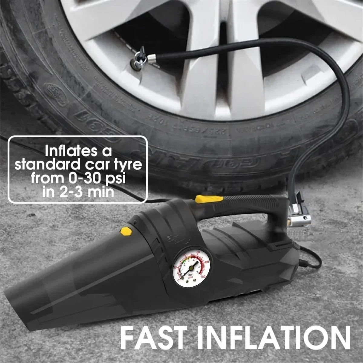 ΣΚΟΥΠΑΚΙ ΑΥΤΟΚΙΝΗΤΟΥ ΚΑΙ ΤΡΟΜΠΑ ΑΕΡΟΣ CARSUN DUAL USE VACUUM CLEANER AND AIRPUMP C1859-1