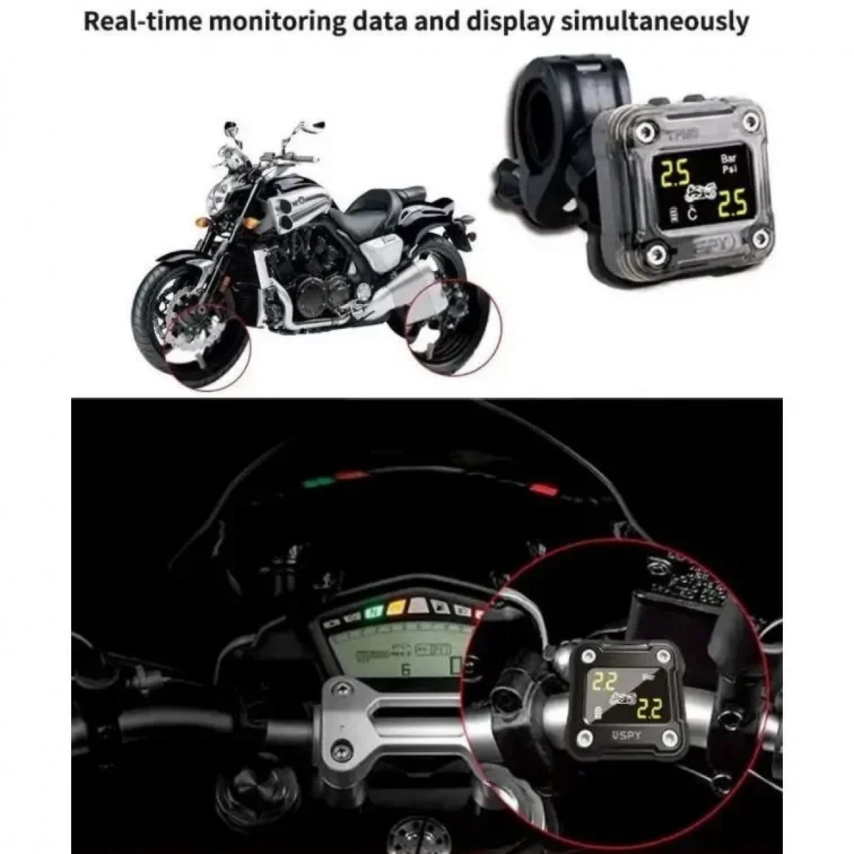 SPY TPMS Motorcycle – Μετρητής πίεσης ελαστικών Μοτοσυκλέτας SPT-M1