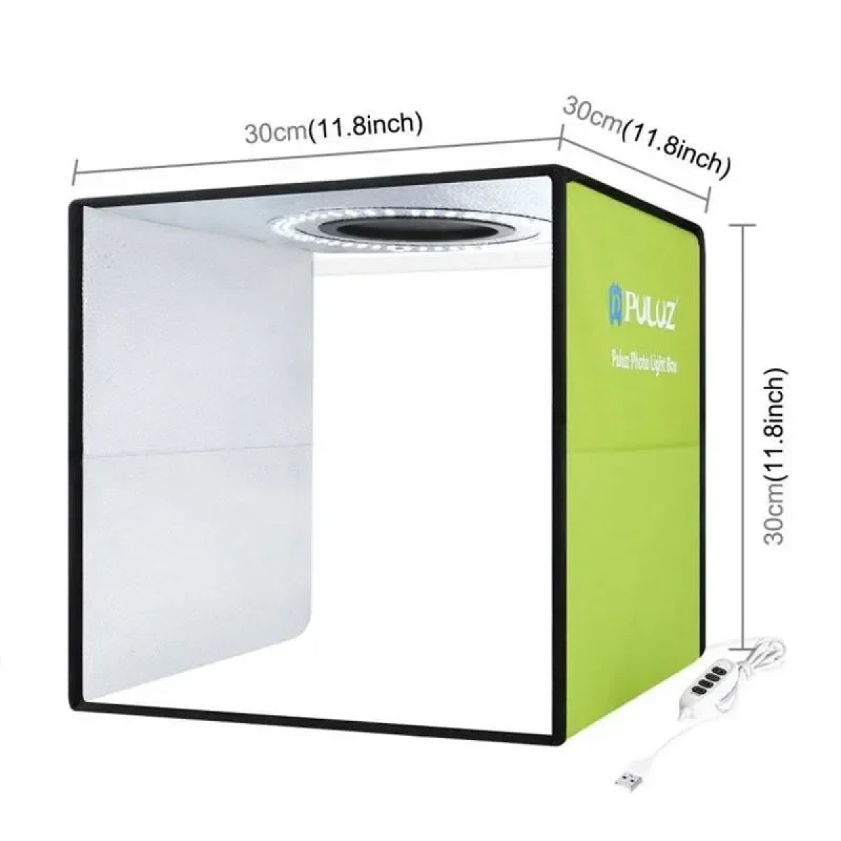 PULUZ PU5032G Αναδιπλούμενο Mini Photo Studio (30X30X30cm) Με 6 Σκηνικά και LED Φωτισμό - Green