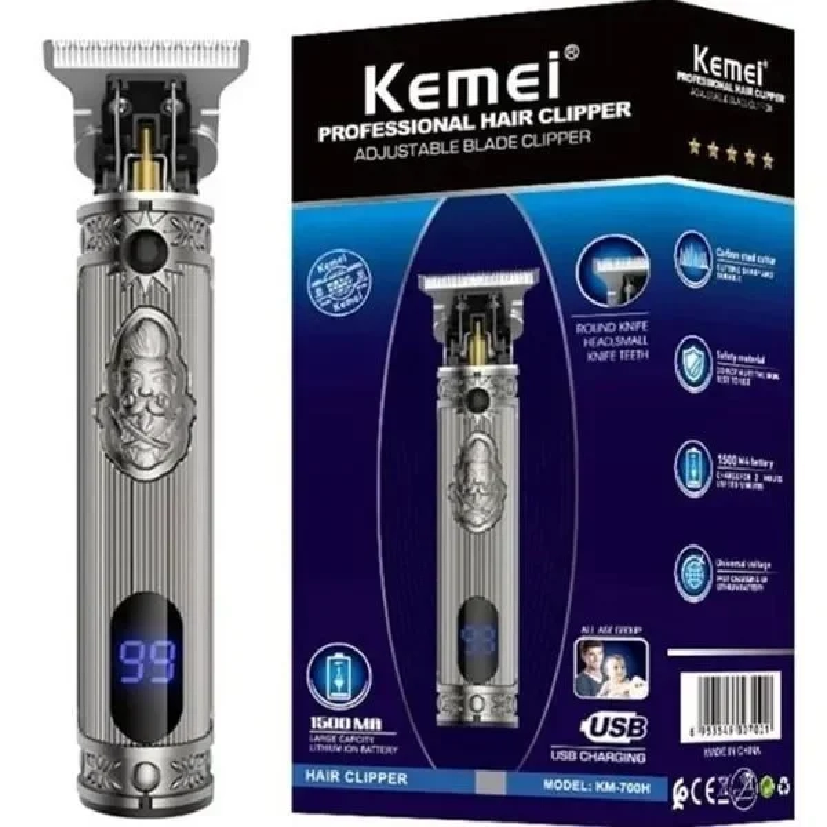 Κουρευτική μηχανή KM-700H Kemei Ασημί