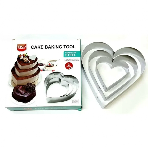 Cake Baking Tool Set Heart Shape 3τμχ.