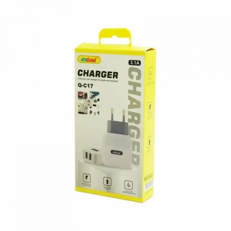 Andowl Φορτιστής Χωρίς Καλώδιο με 2 Θύρες USB-A Λευκός (Q-C17)