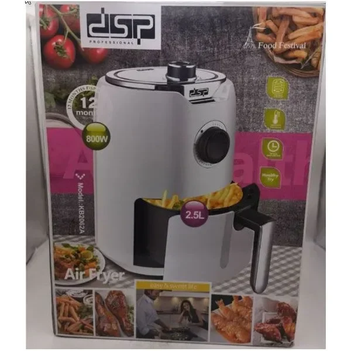 DSP KB-2062A Φριτέζα Αέρος με Αποσπώμενο Κάδο 2.5lt Λευκή