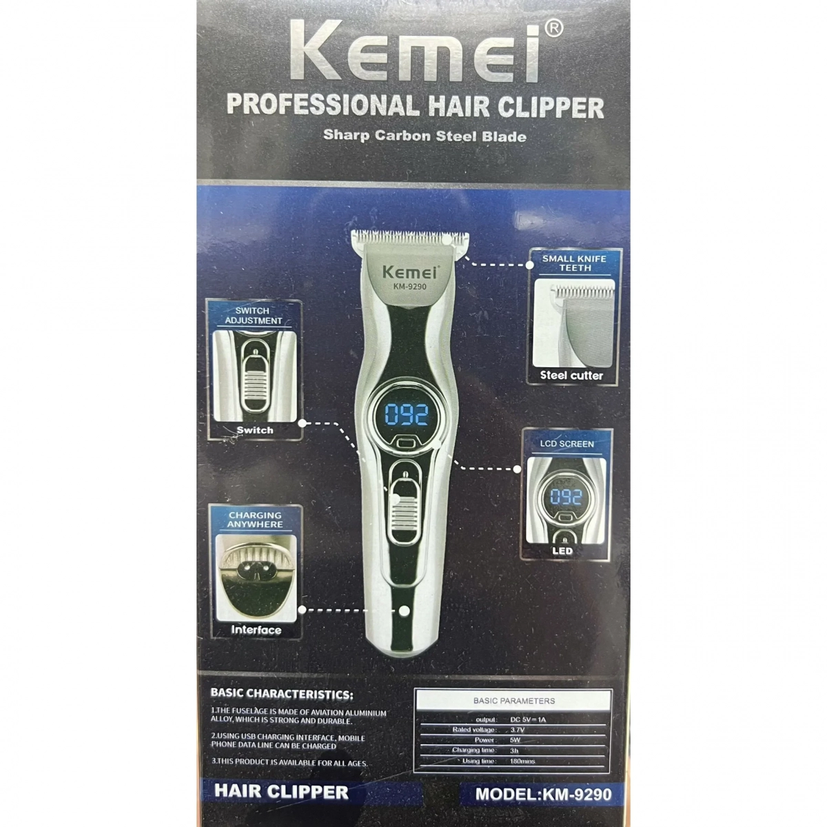 Επαγγελματική Κουρευτική Μηχανή Kemei KM-9290