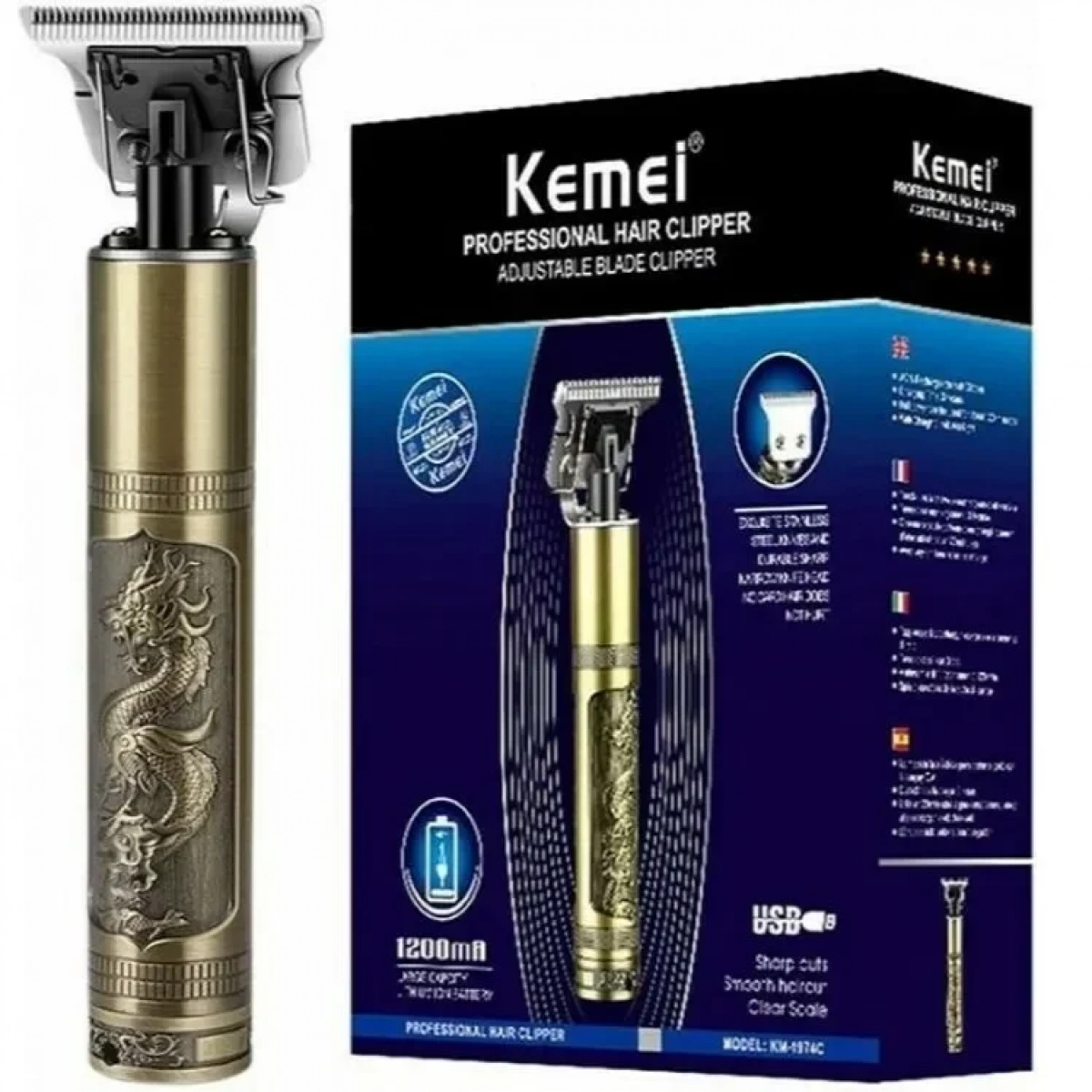 Kemei KM-1974C – Επαναφορτιζόμενη Κουρευτική Μηχανή Με Κεφαλή Γλυπτικής
