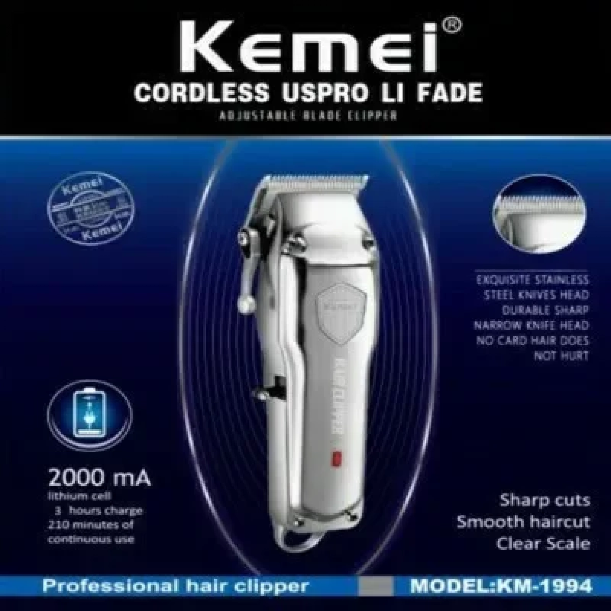 Kemei KM-1994 Metal Professional Ηλεκτρική Ξυριστική Μαλλιά