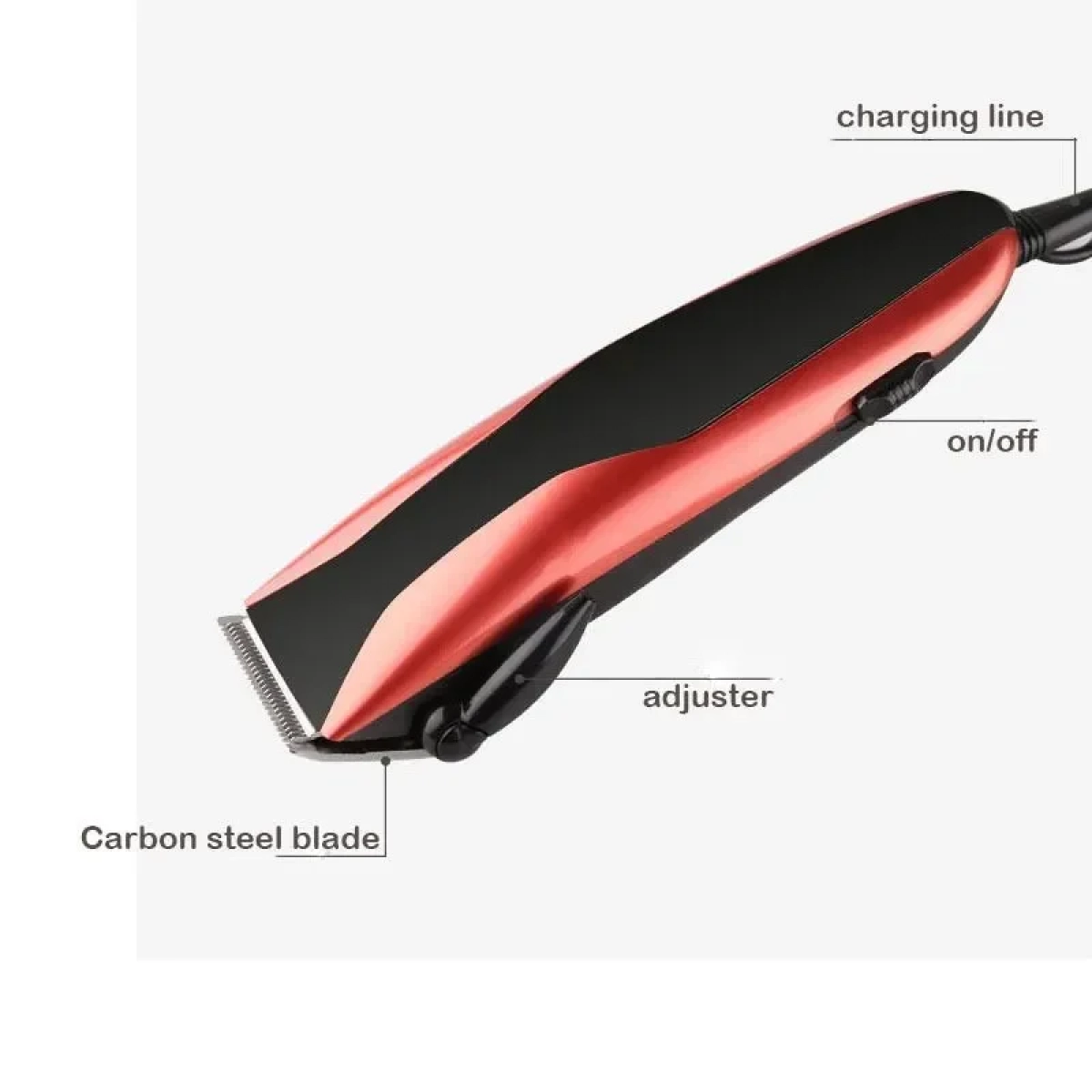 Kemei Km-6357 Professional Hair Clipper - Black/Red