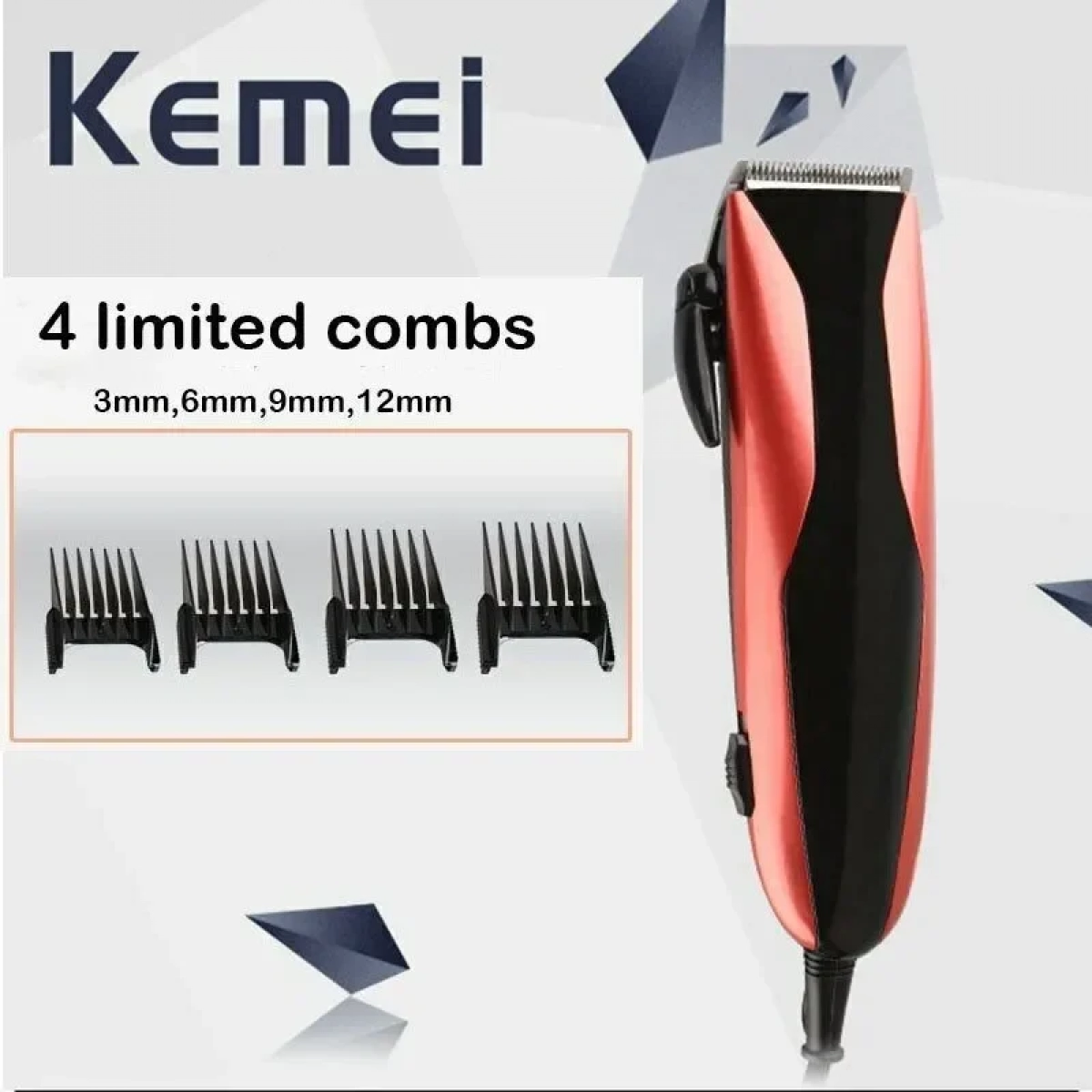 Kemei Km-6357 Professional Hair Clipper - Black/Red